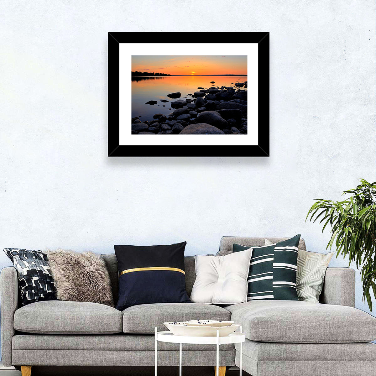 Rocky Lake Sunset Wall Art