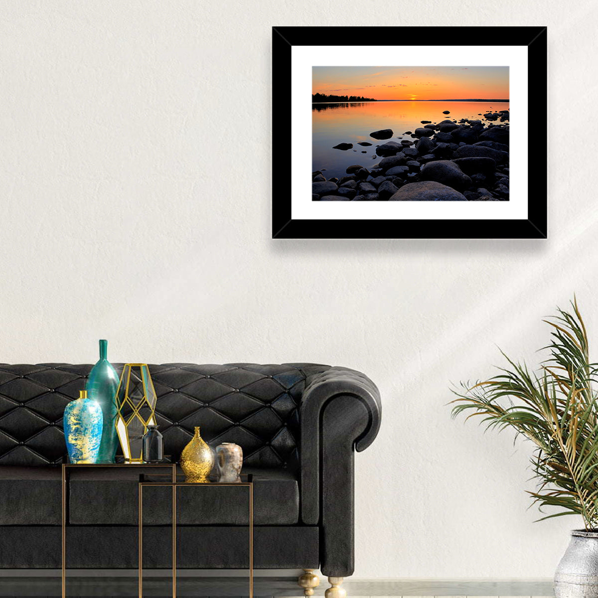 Rocky Lake Sunset Wall Art
