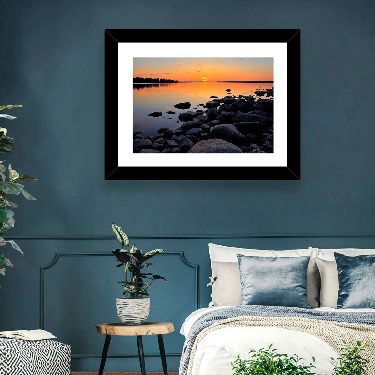 Rocky Lake Sunset Wall Art