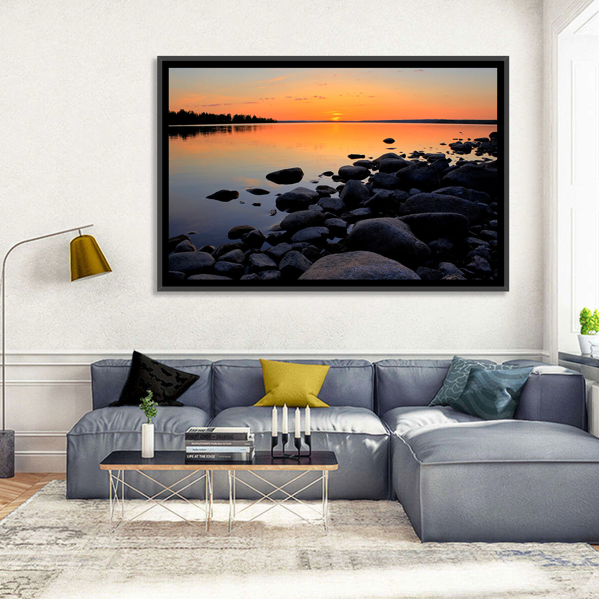 Rocky Lake Sunset Wall Art