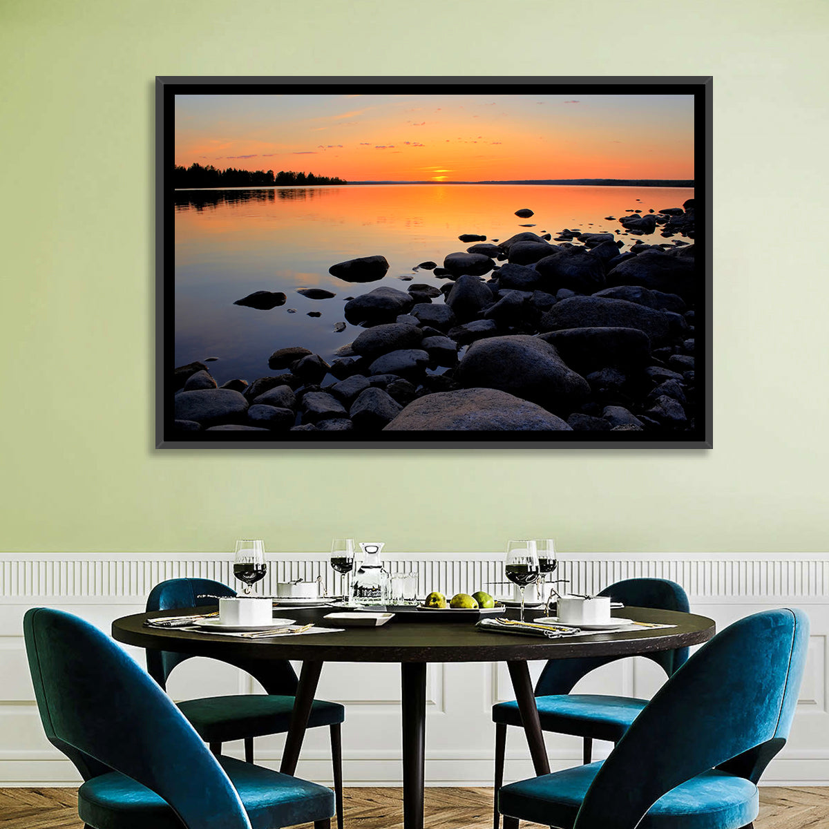 Rocky Lake Sunset Wall Art