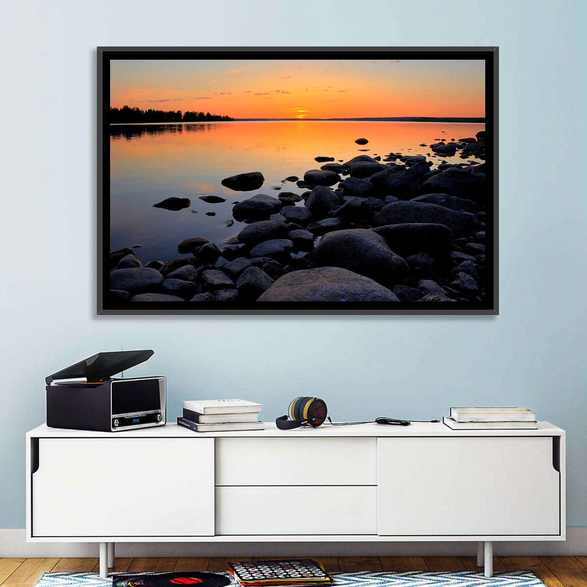 Rocky Lake Sunset Wall Art