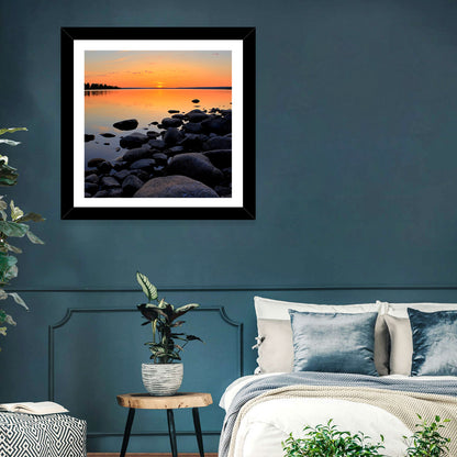 Rocky Lake Sunset Wall Art