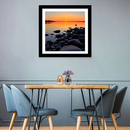 Rocky Lake Sunset Wall Art