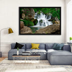 Moss Covered Rocky Waterfall Wall Art