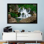 Moss Covered Rocky Waterfall Wall Art
