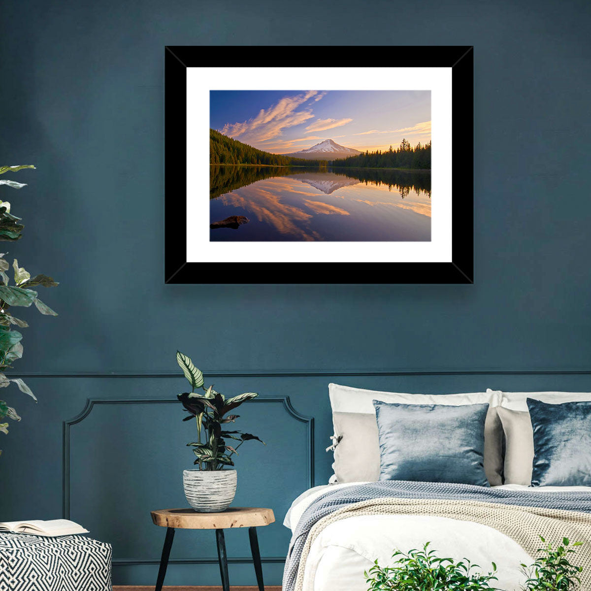 Mount Hood Reflection at Trillium Lake Wall Art in a room, landscape