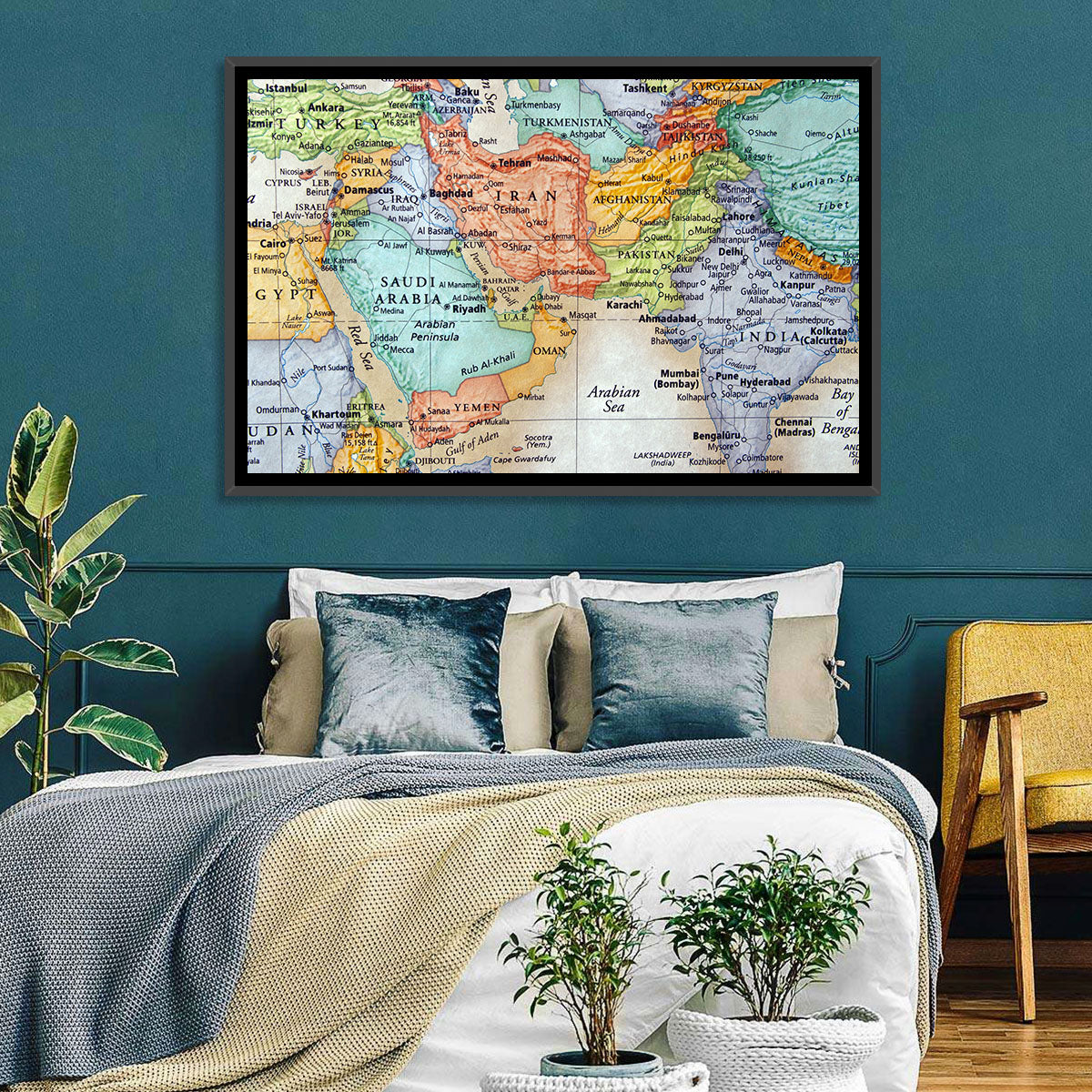Middle East Political Map Wall Art