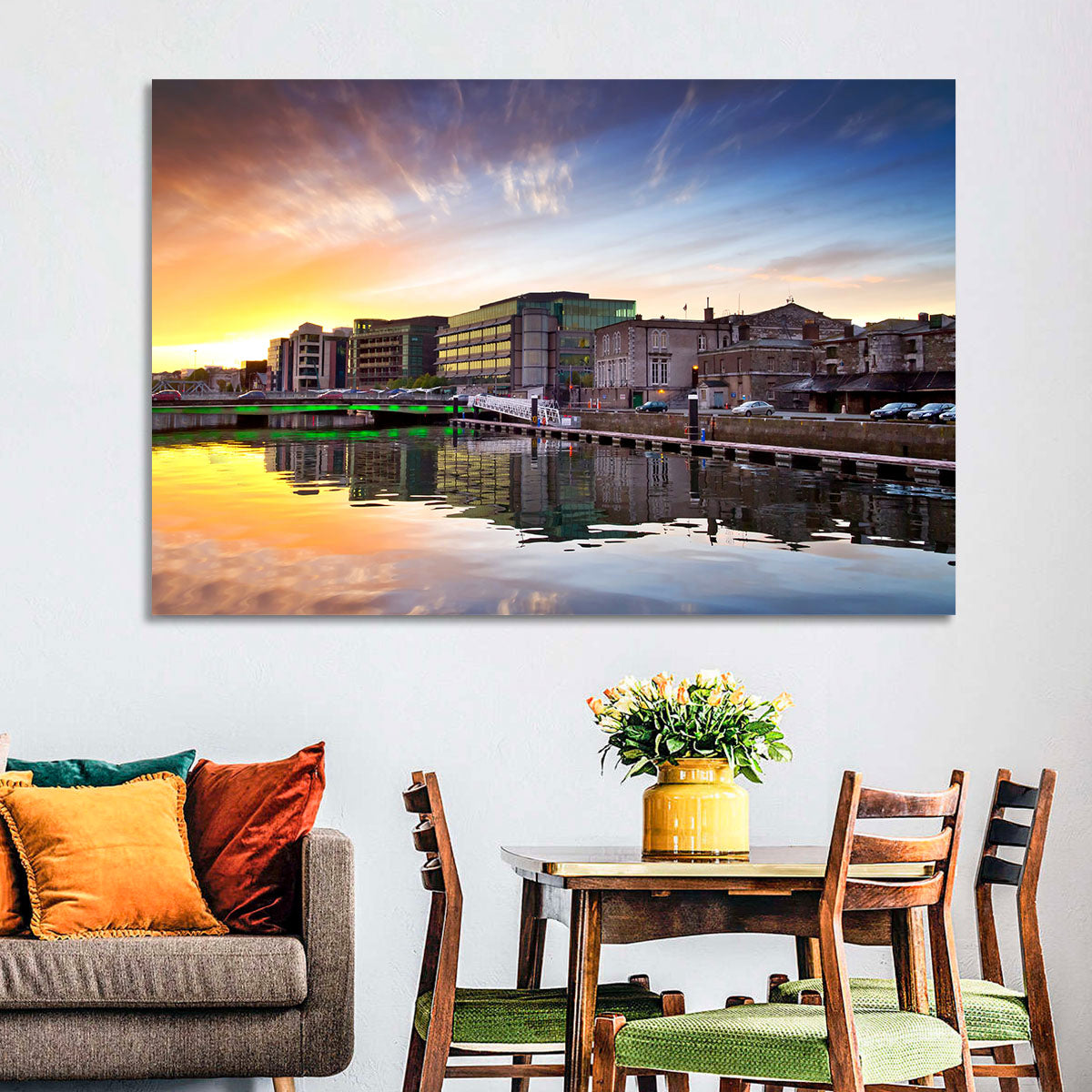 River Liffey at Dusk Wall Art in a room, landscape