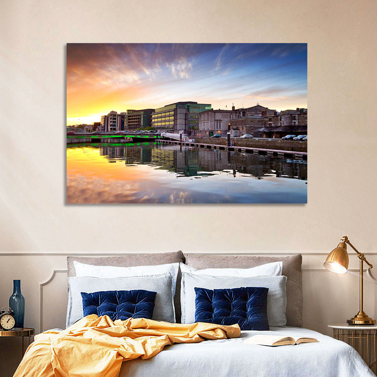 River Liffey at Dusk Wall Art in a room, landscape