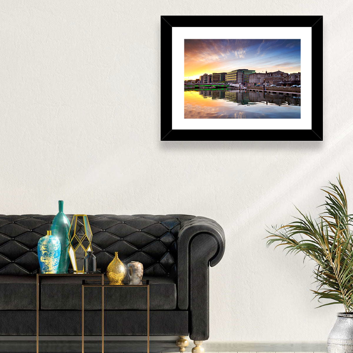 River Liffey at Dusk Wall Art in a room, landscape