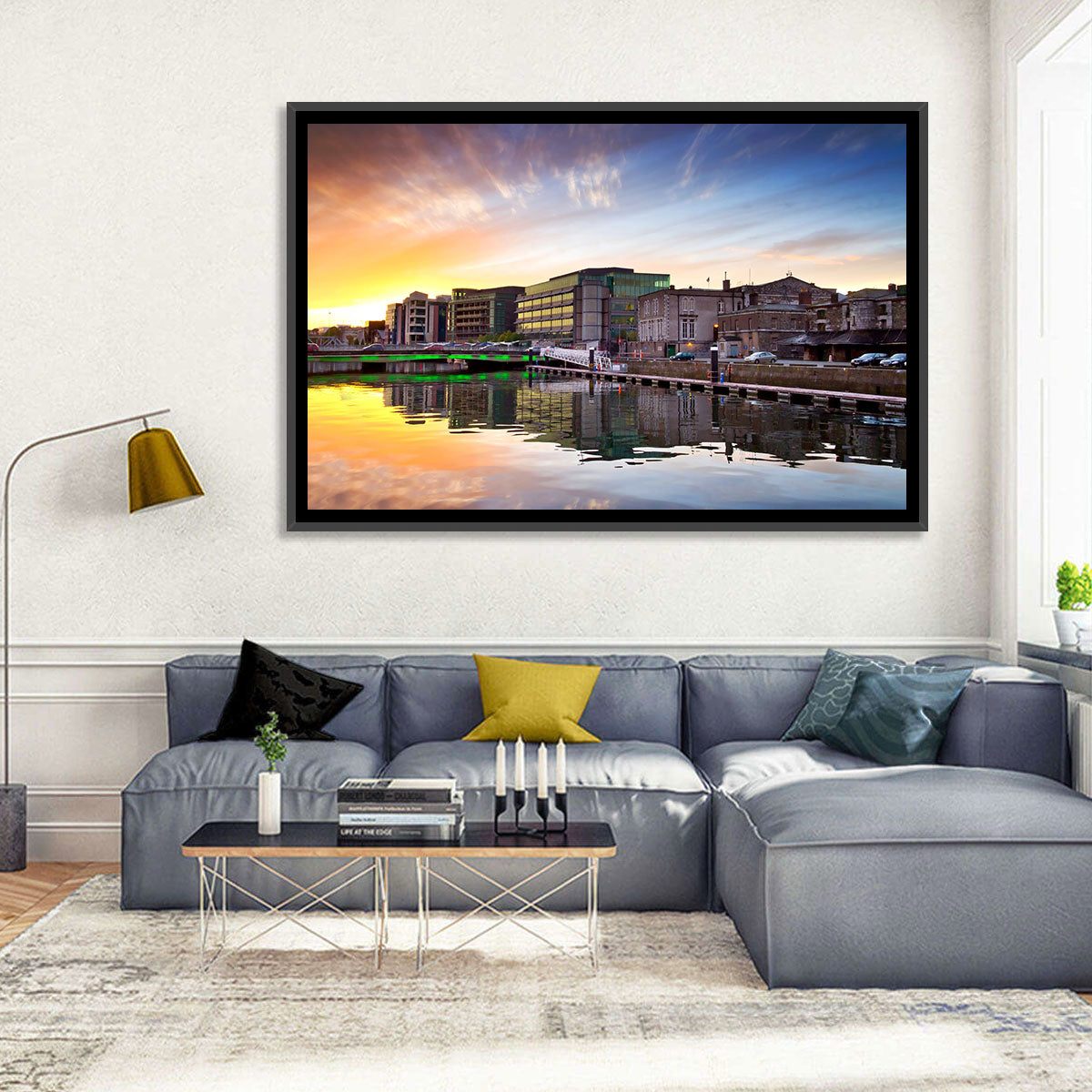 River Liffey at Dusk Wall Art in a room, landscape