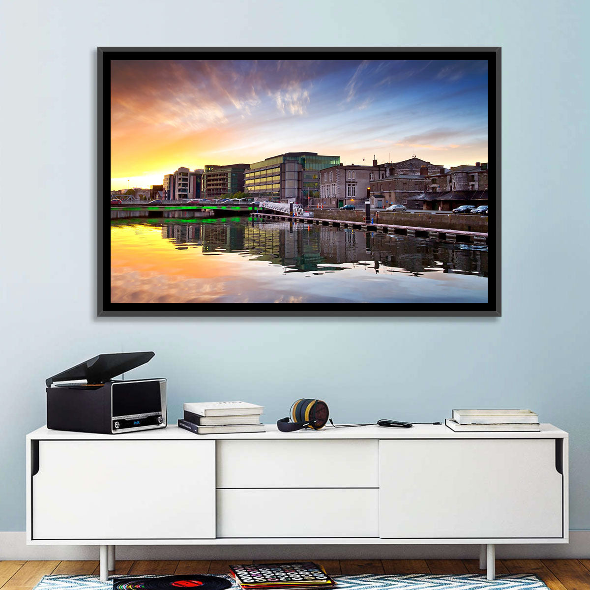 River Liffey at Dusk Wall Art in a room, landscape