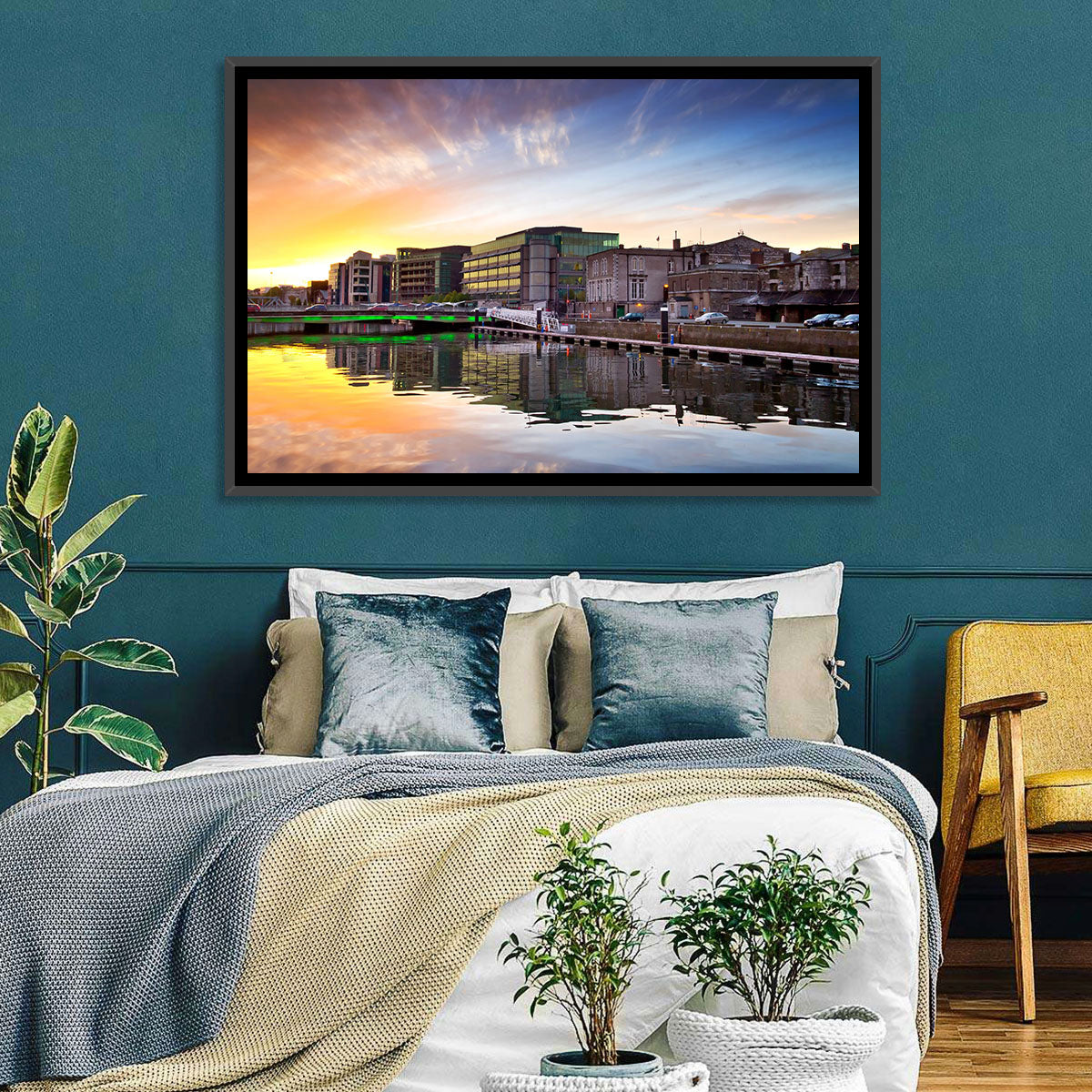 River Liffey at Dusk Wall Art in a room, landscape
