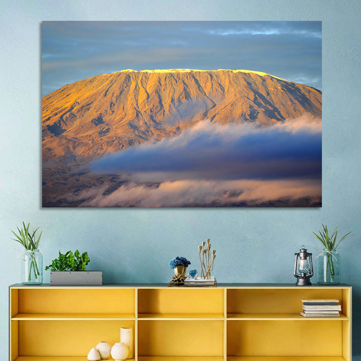 Kilimanjaro Sunrise Wall Art in a room, landscape