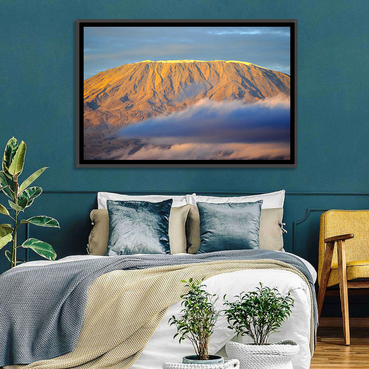 Kilimanjaro Sunrise Wall Art in a room, landscape