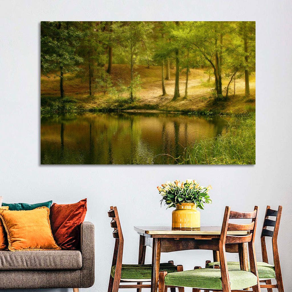 Forest Pond at Golden Hour Wall Art