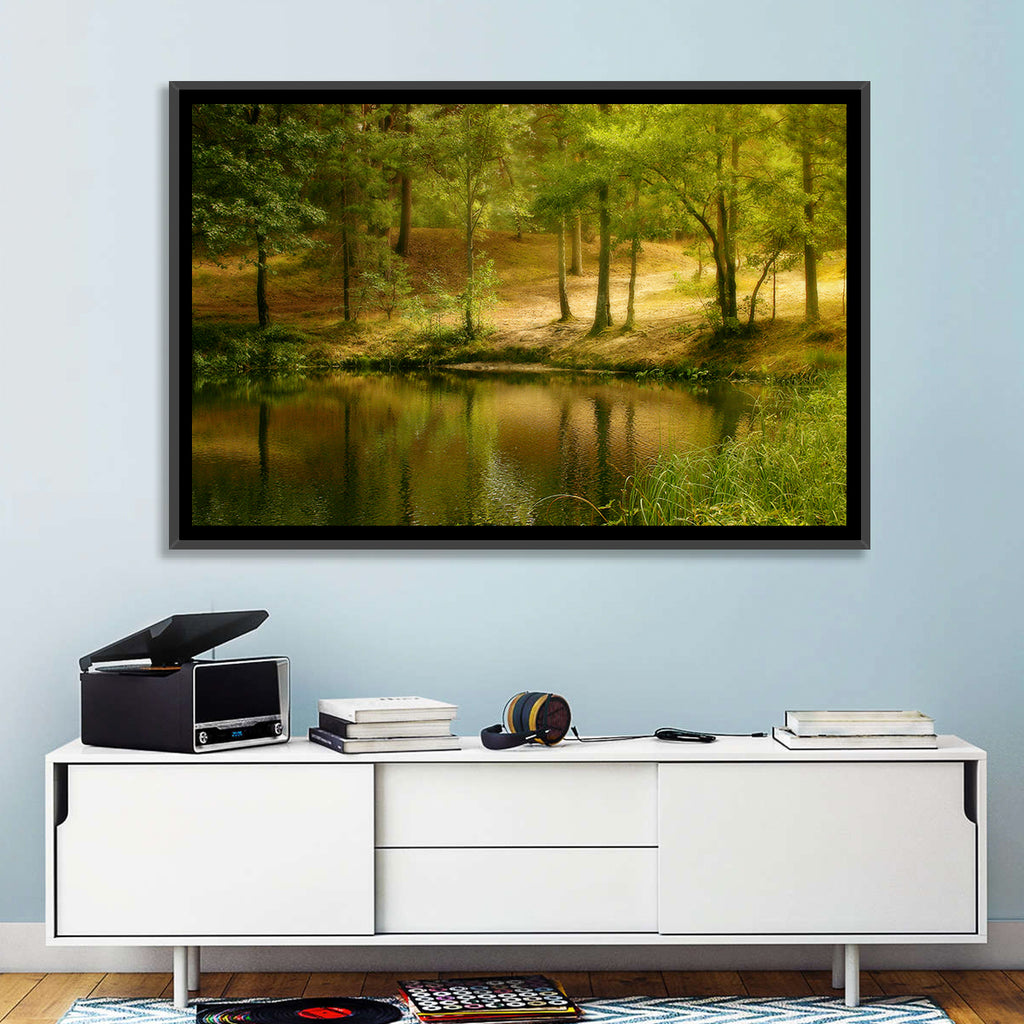 Forest Pond at Golden Hour Wall Art