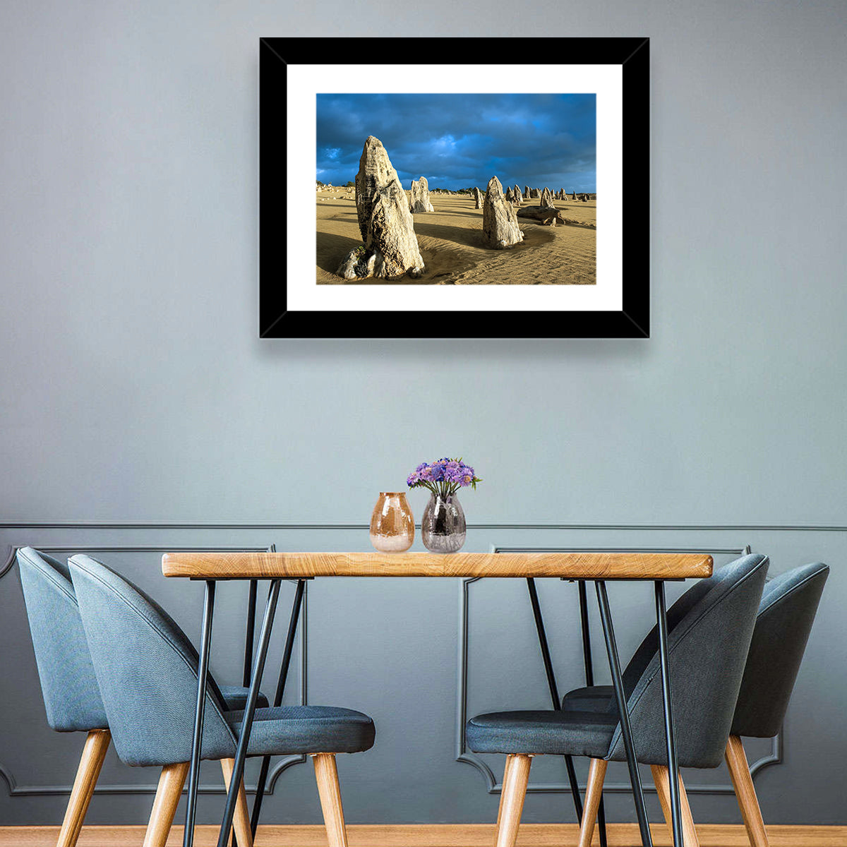 Pinnacles Desert at Golden Hour Wall Art in a room, landscape