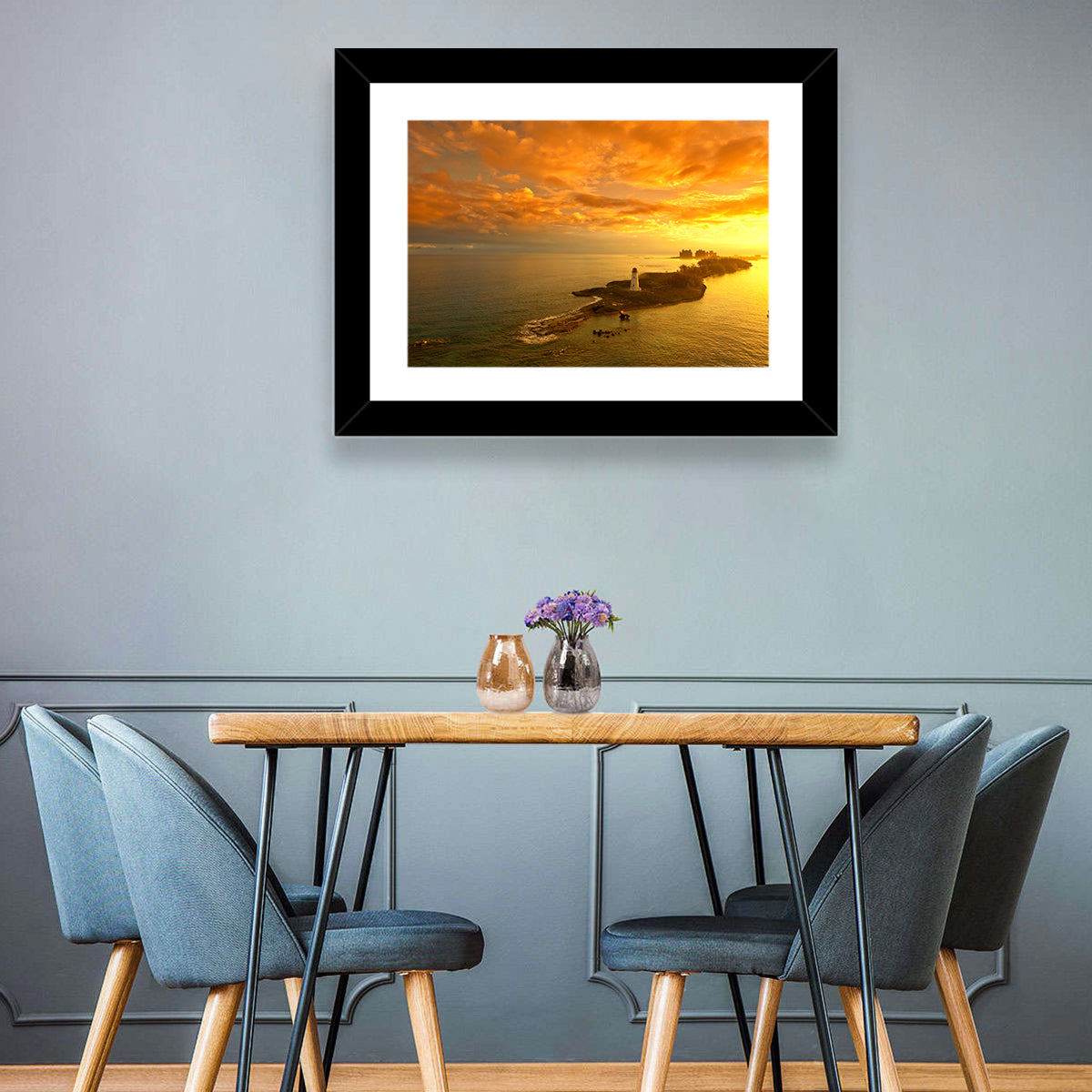 Nassau Lighthouse at Golden Hour Wall Art in a room, landscape