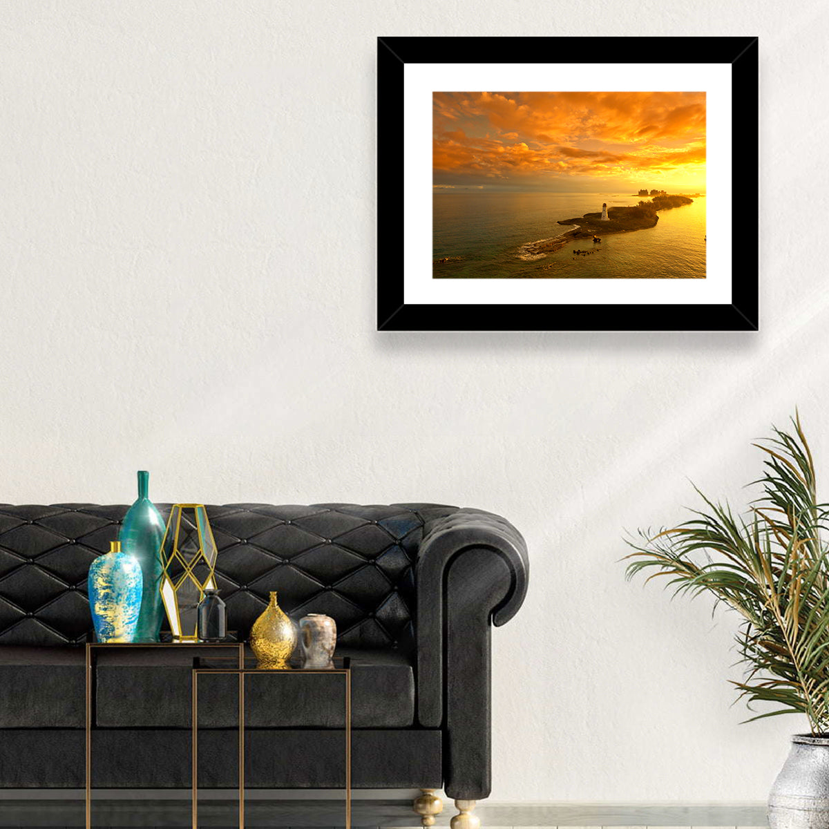 Nassau Lighthouse at Golden Hour Wall Art in a room, landscape