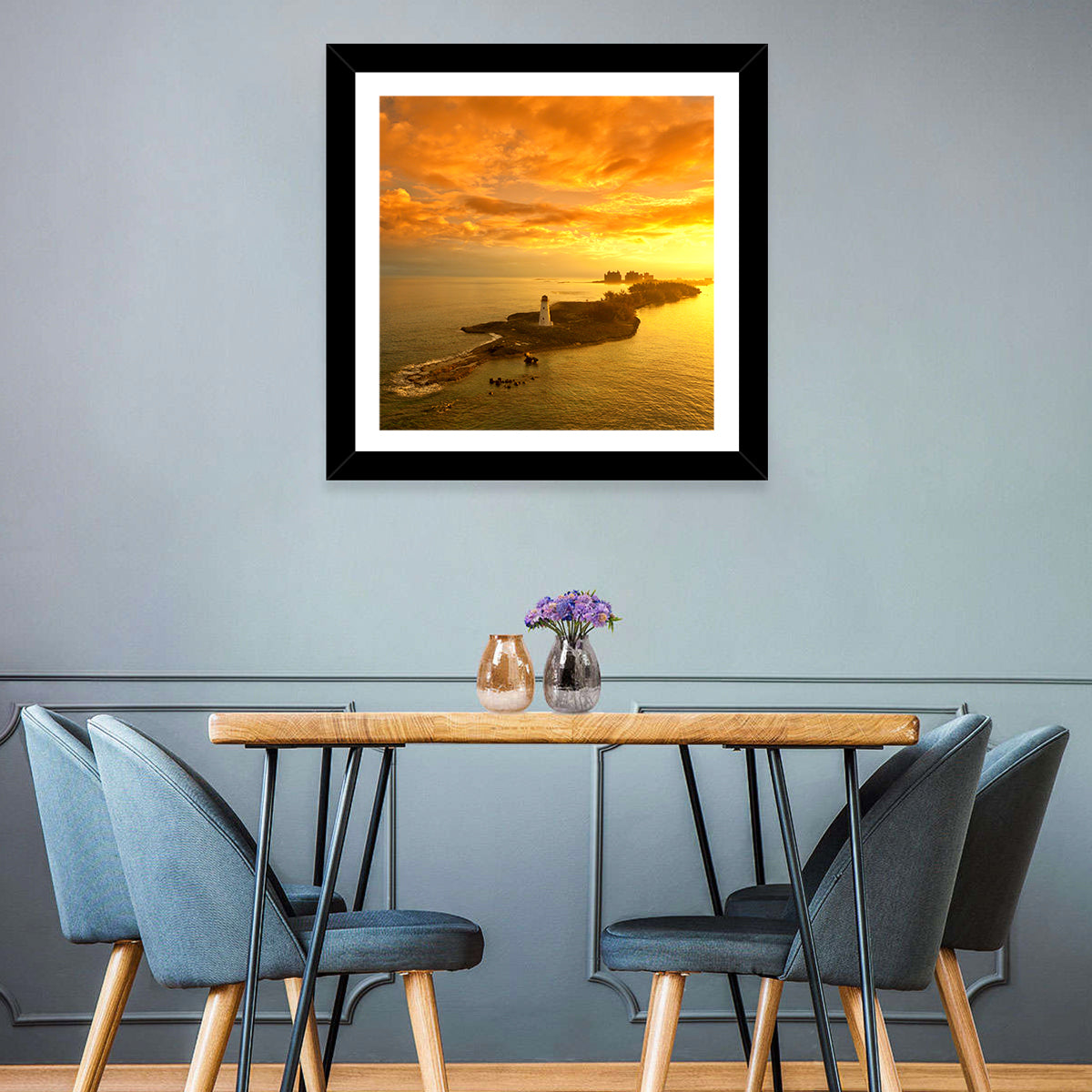 Nassau Lighthouse at Golden Hour Wall Art in a room, landscape