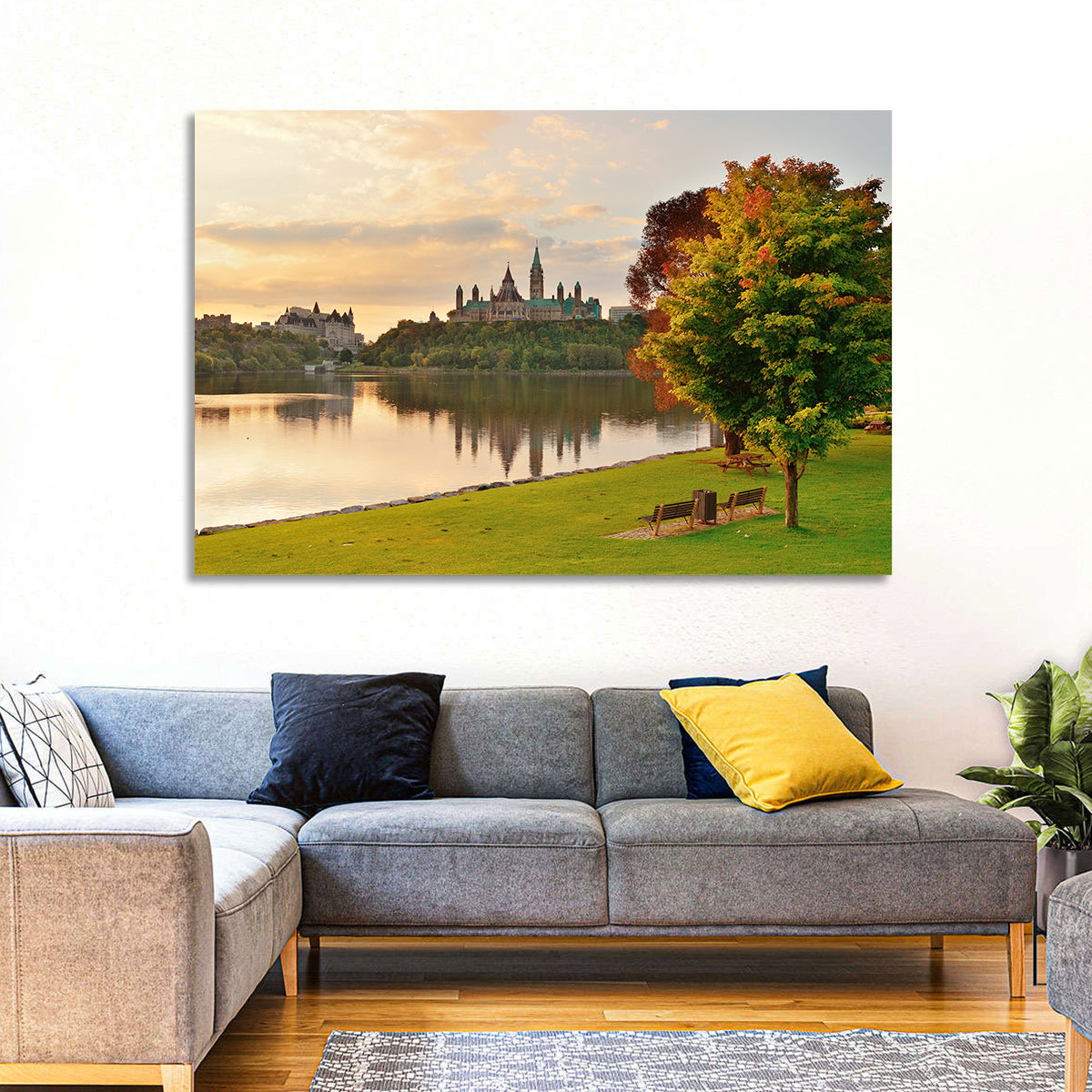 Ottawa Skyline at Golden Hour Wall Art in a room, landscape