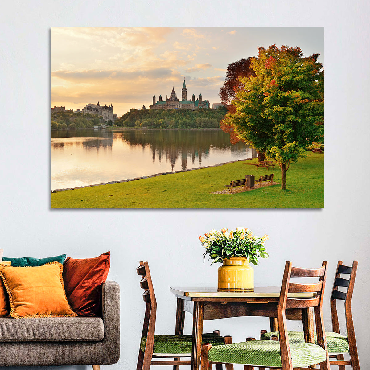 Ottawa Skyline at Golden Hour Wall Art in a room, landscape