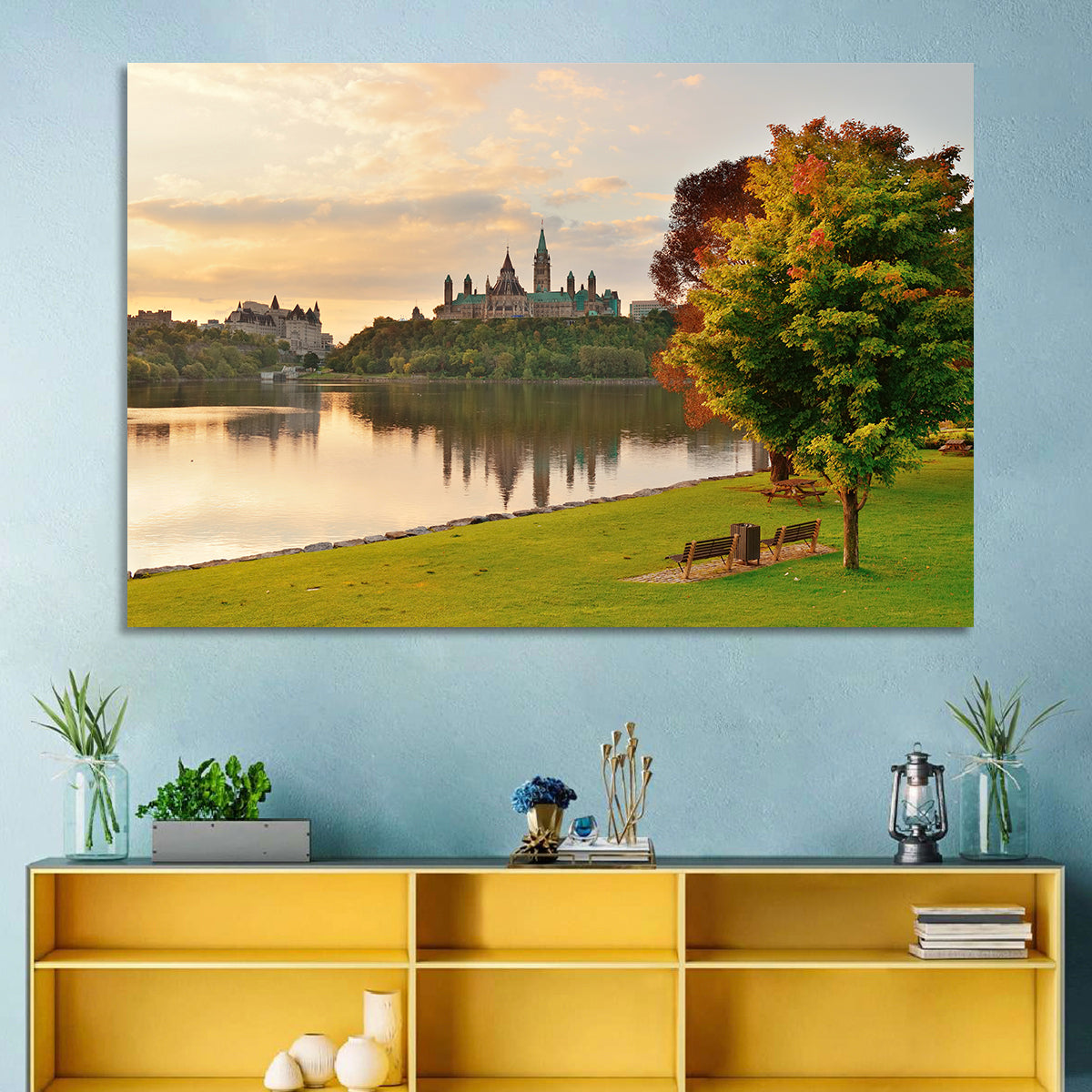 Ottawa Skyline at Golden Hour Wall Art in a room, landscape