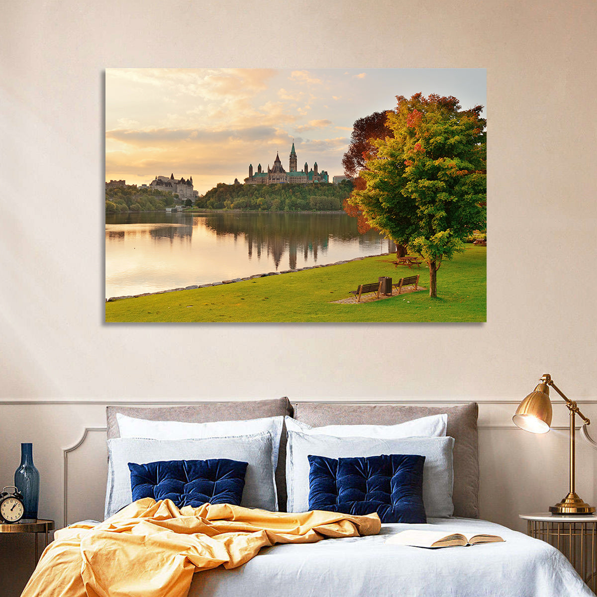 Ottawa Skyline at Golden Hour Wall Art in a room, landscape