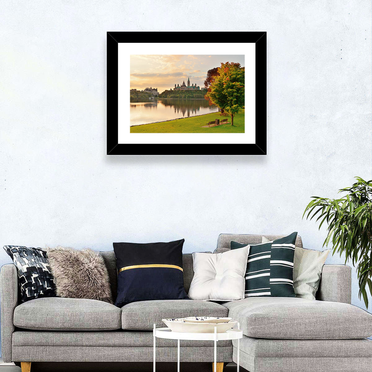 Ottawa Skyline at Golden Hour Wall Art in a room, landscape