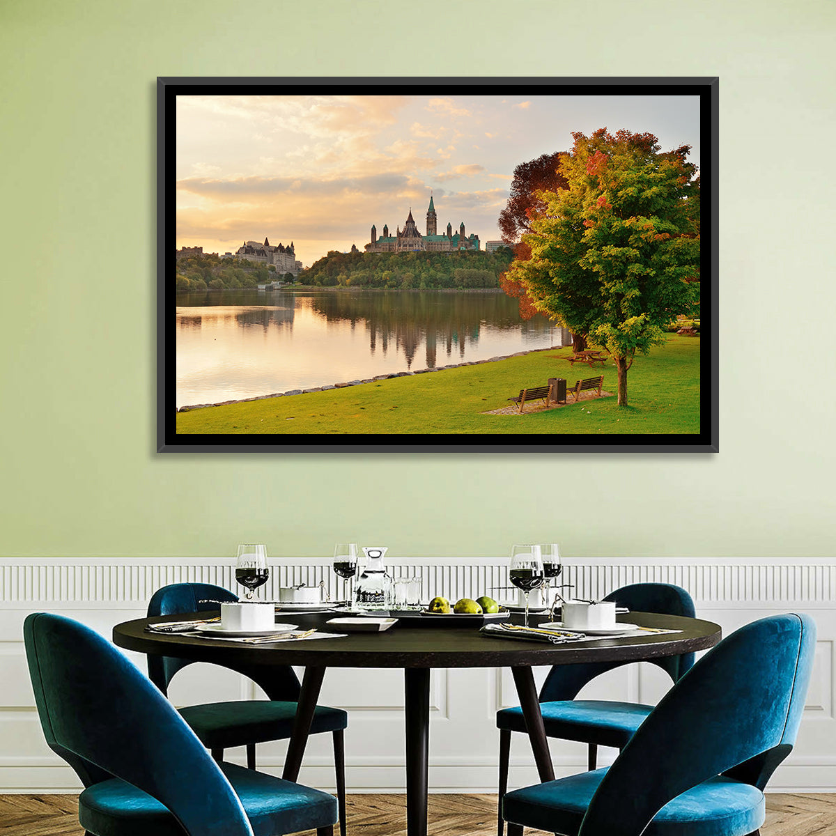 Ottawa Skyline at Golden Hour Wall Art in a room, landscape