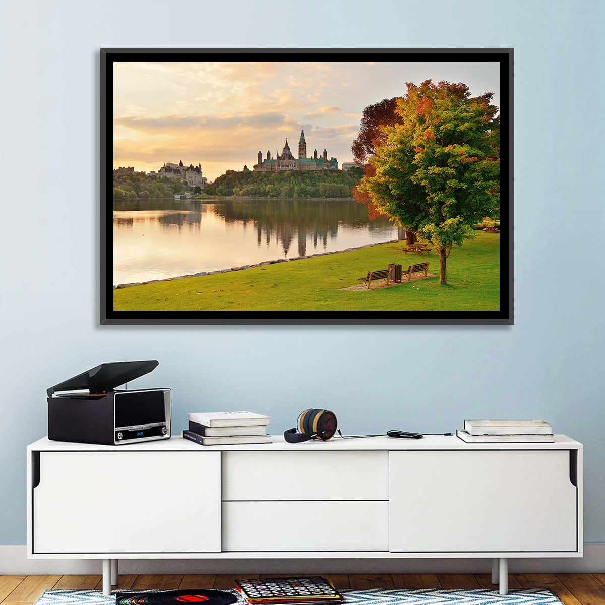 Ottawa Skyline at Golden Hour Wall Art in a room, landscape