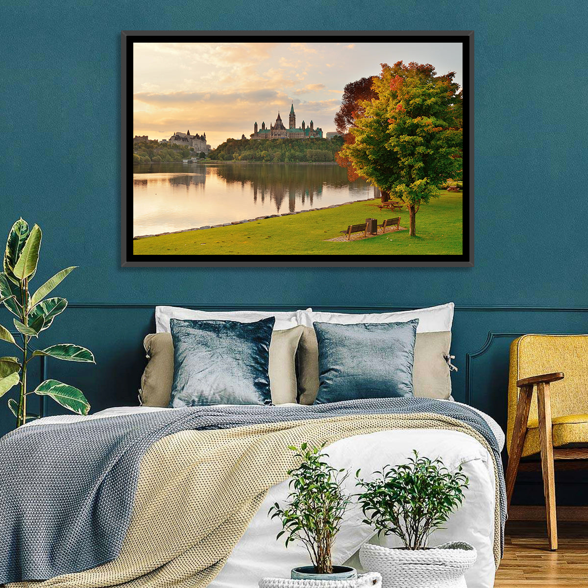 Ottawa Skyline at Golden Hour Wall Art in a room, landscape
