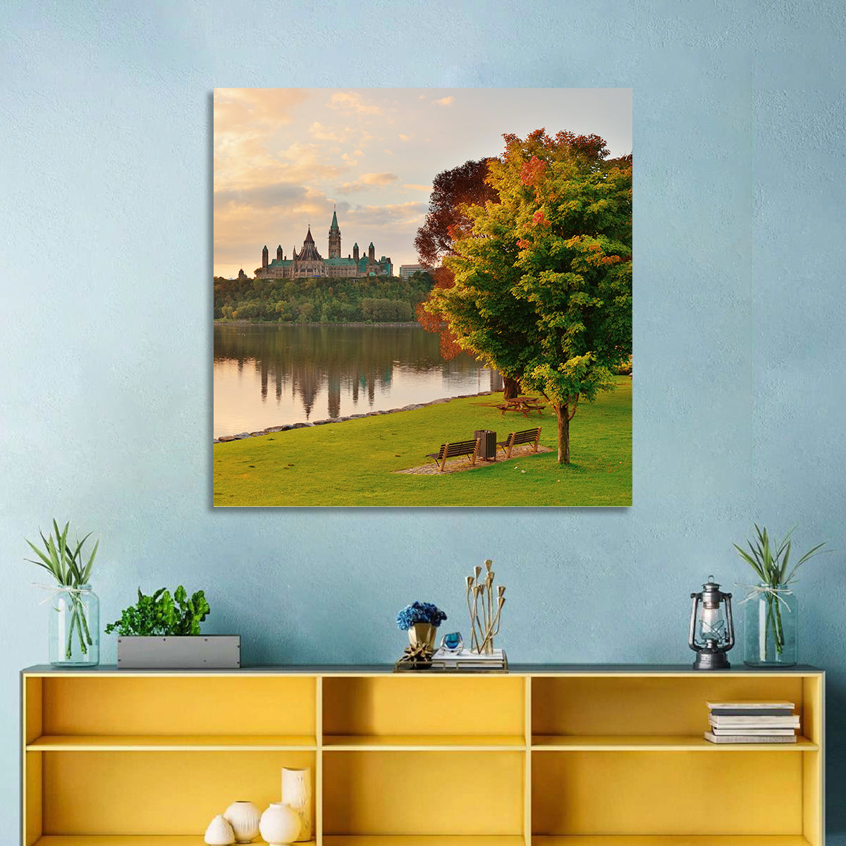 Ottawa Skyline at Golden Hour Wall Art in a room, landscape