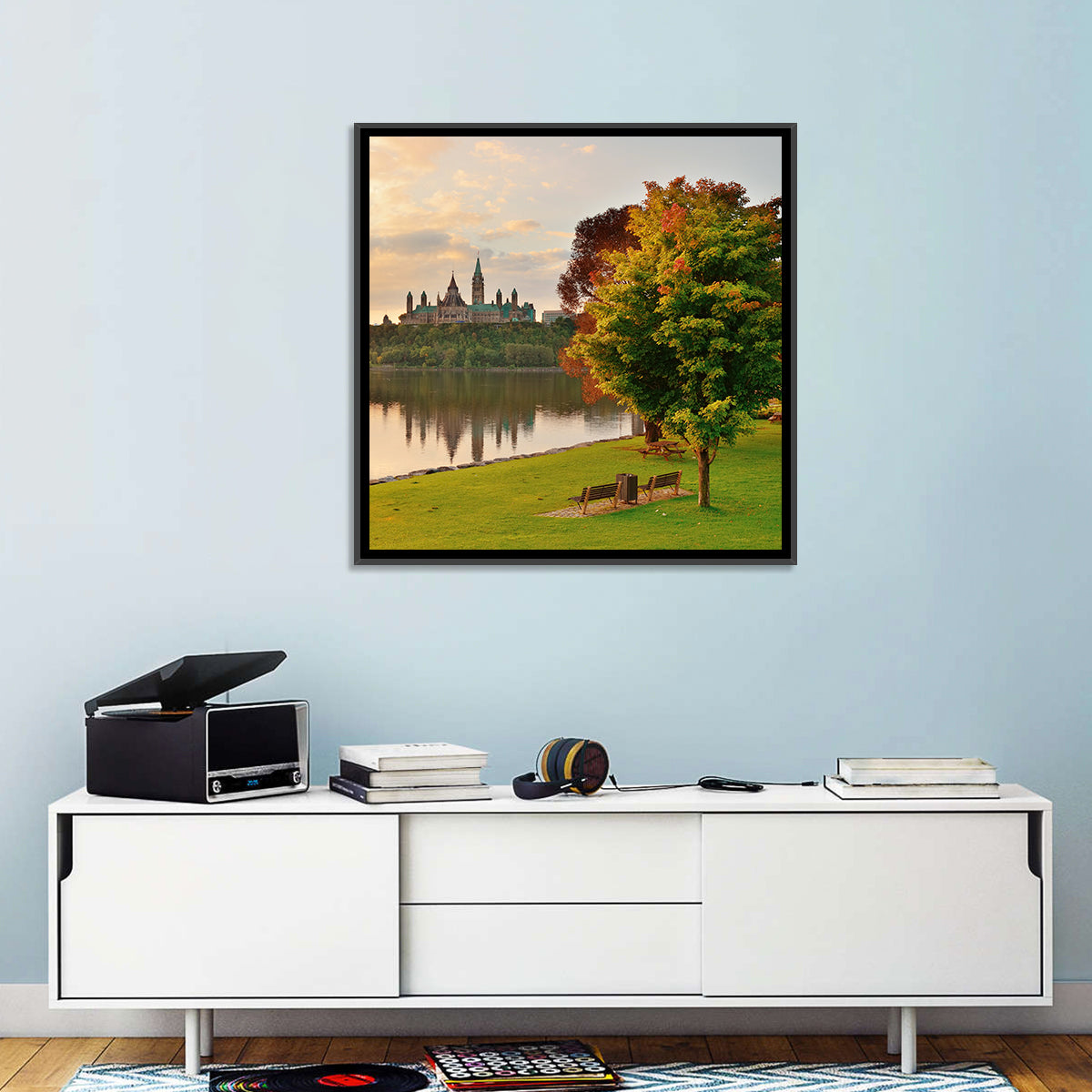 Ottawa Skyline at Golden Hour Wall Art in a room, landscape