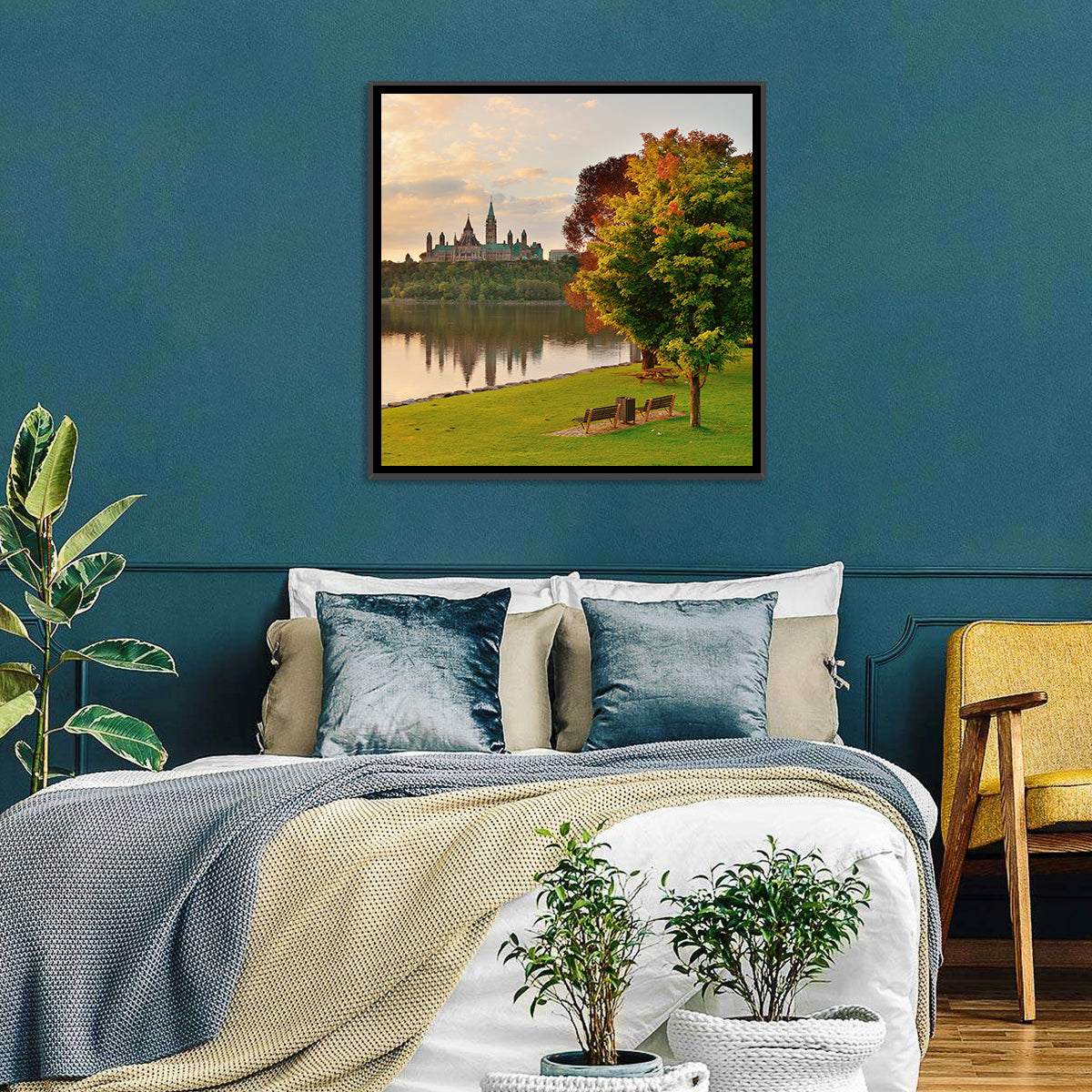 Ottawa Skyline at Golden Hour Wall Art in a room, landscape