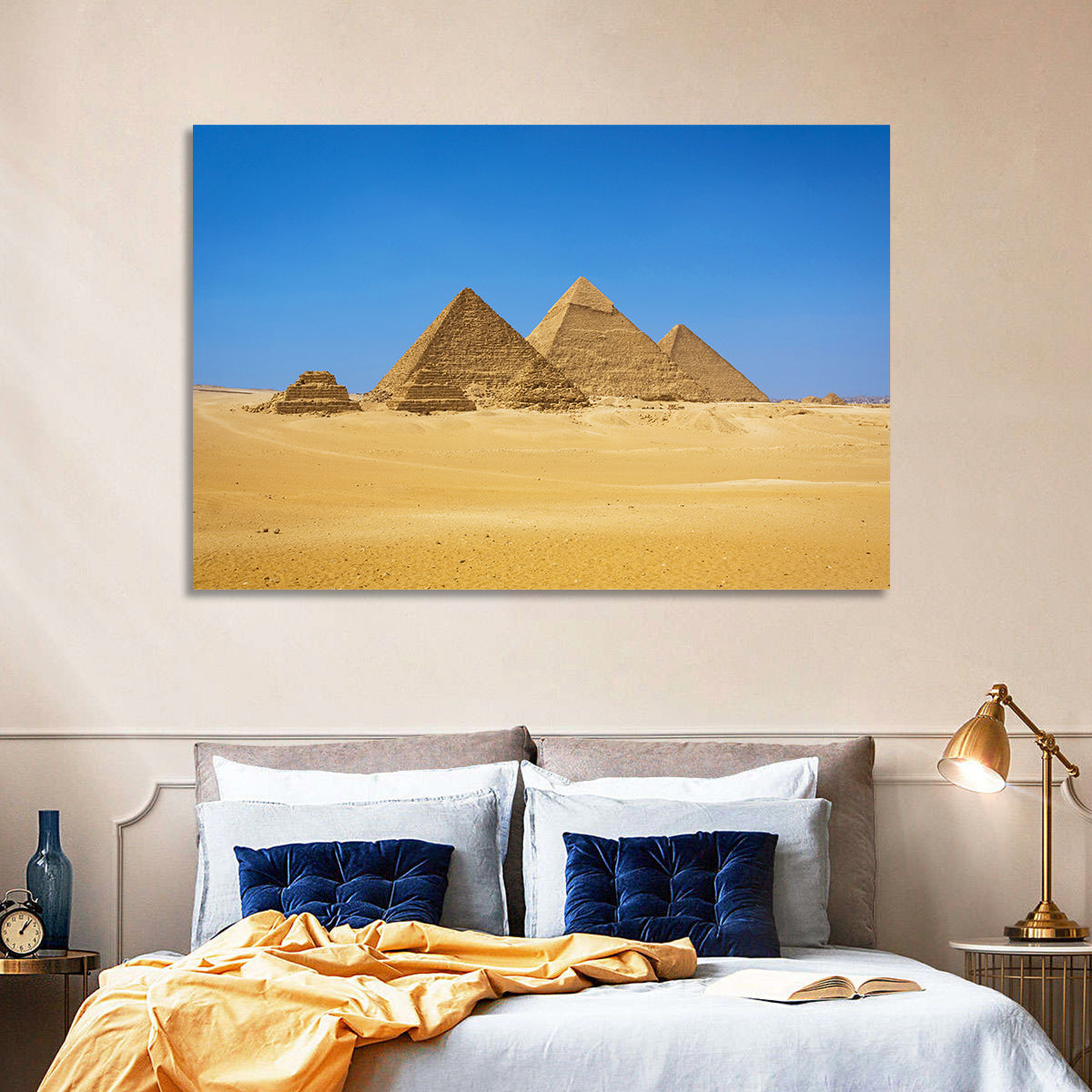 Pyramids of Giza Photograph Wall Art in a room, landscape