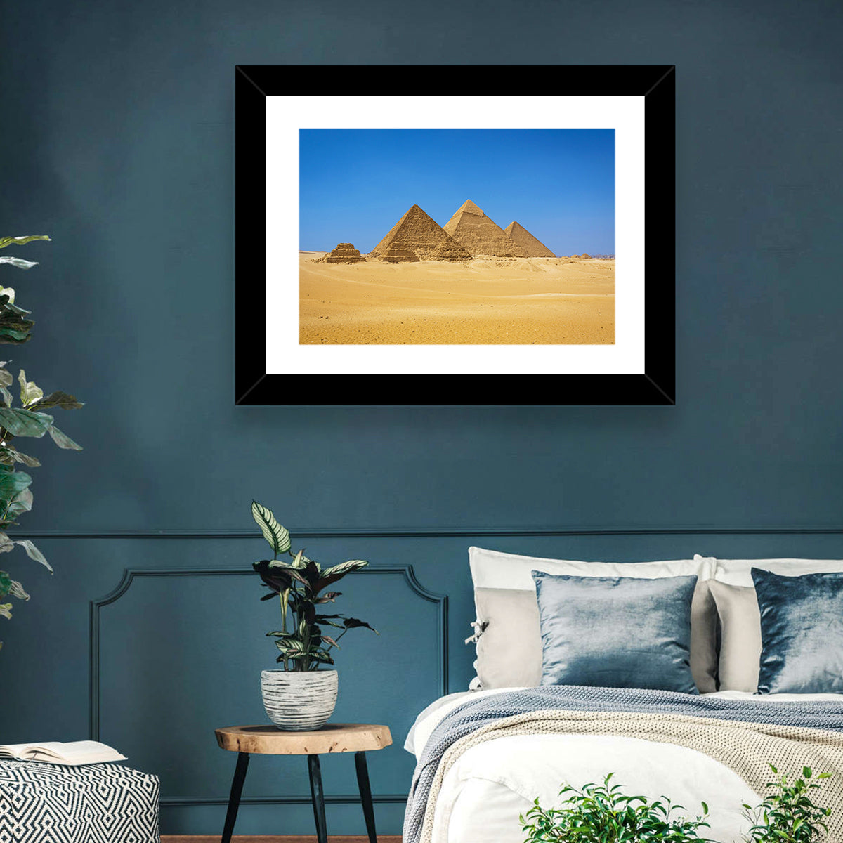 Pyramids of Giza Photograph Wall Art in a room, landscape