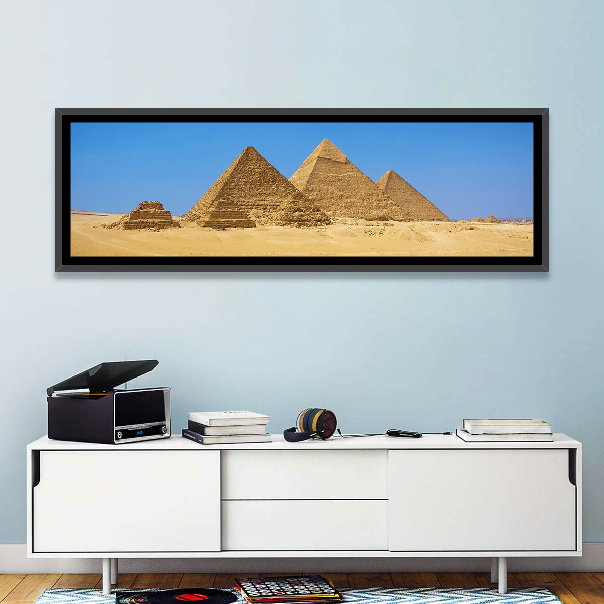 Pyramids of Giza Photograph Wall Art in a room, landscape