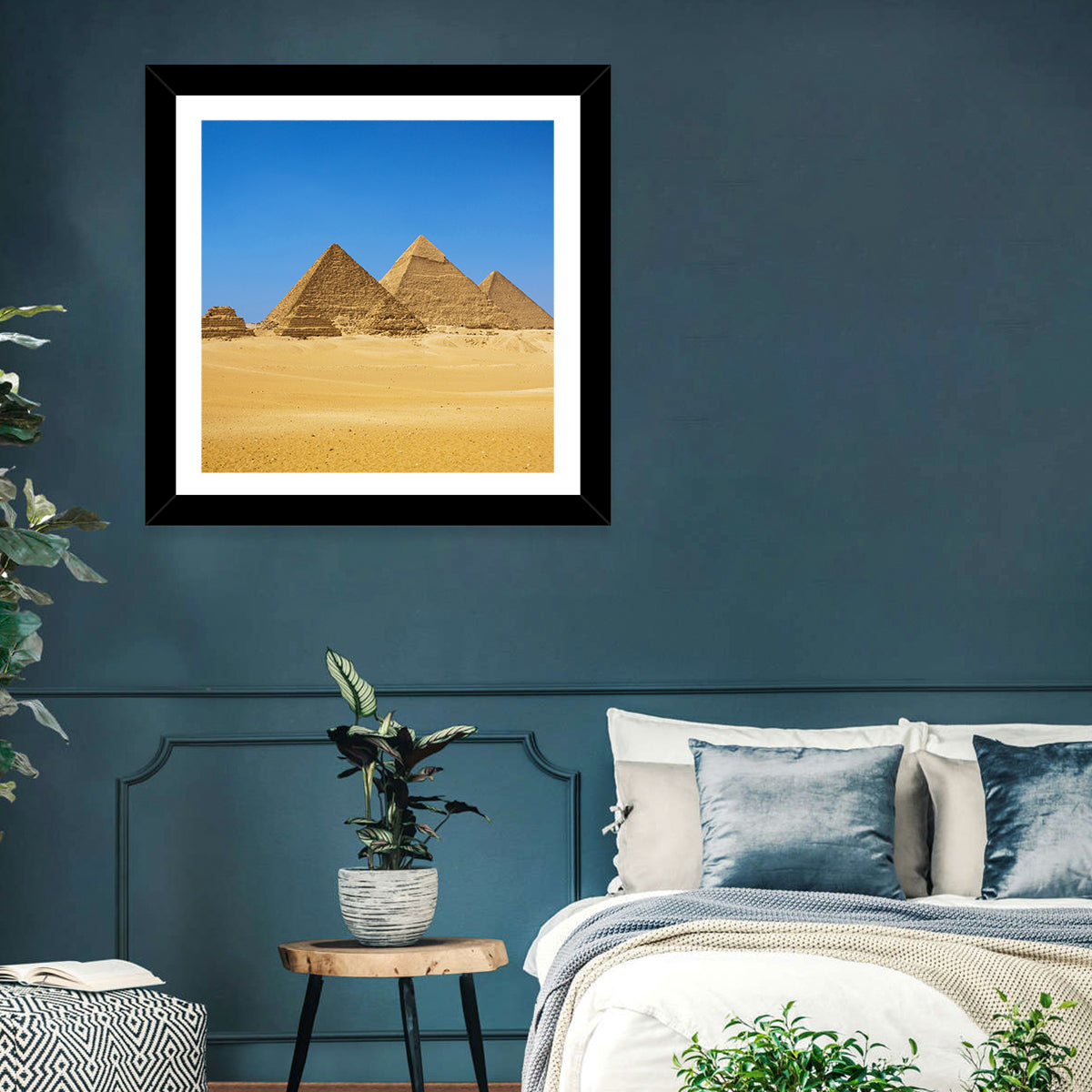 Pyramids of Giza Photograph Wall Art in a room, landscape