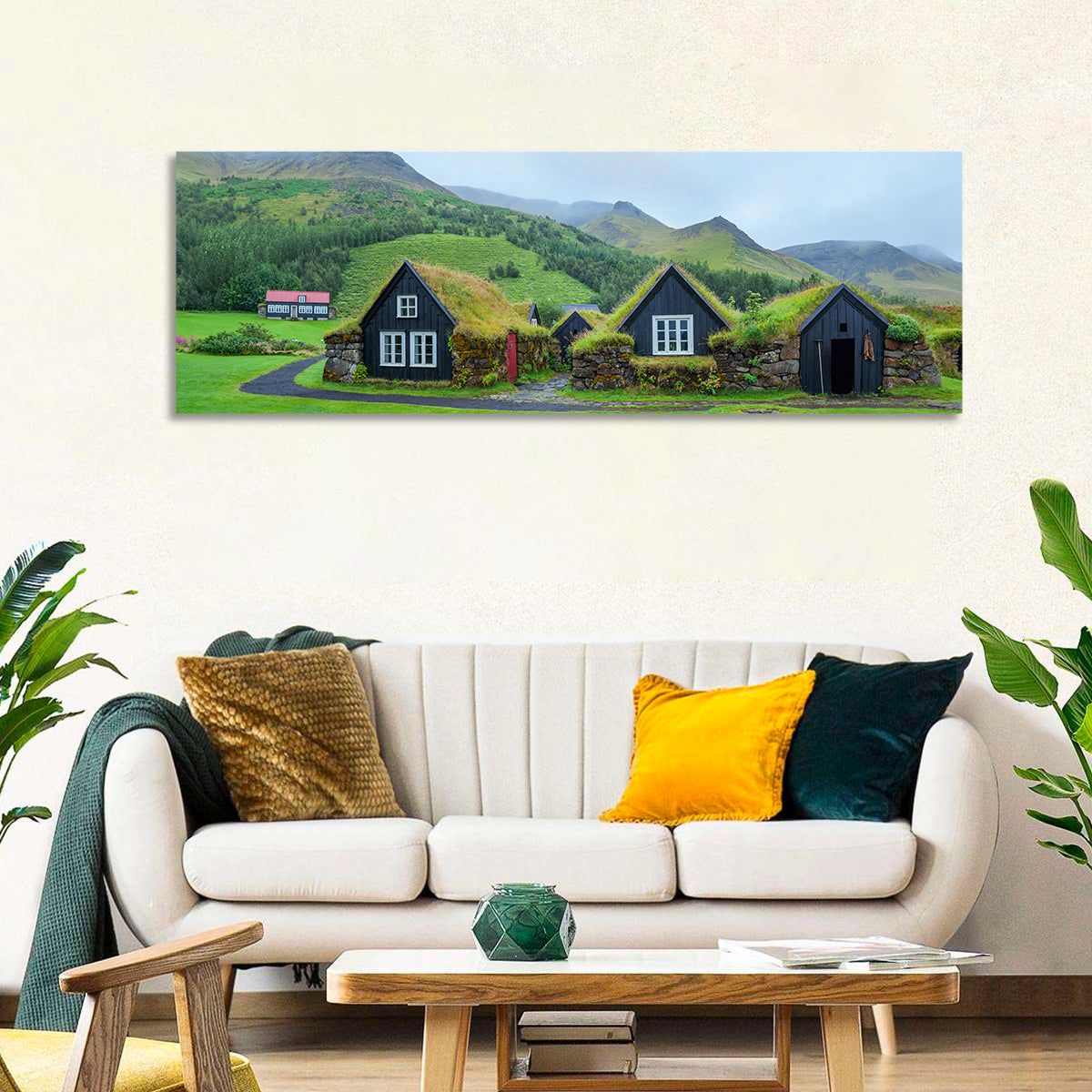 Skogar Folk Museum Wall Art in a room, panoramic