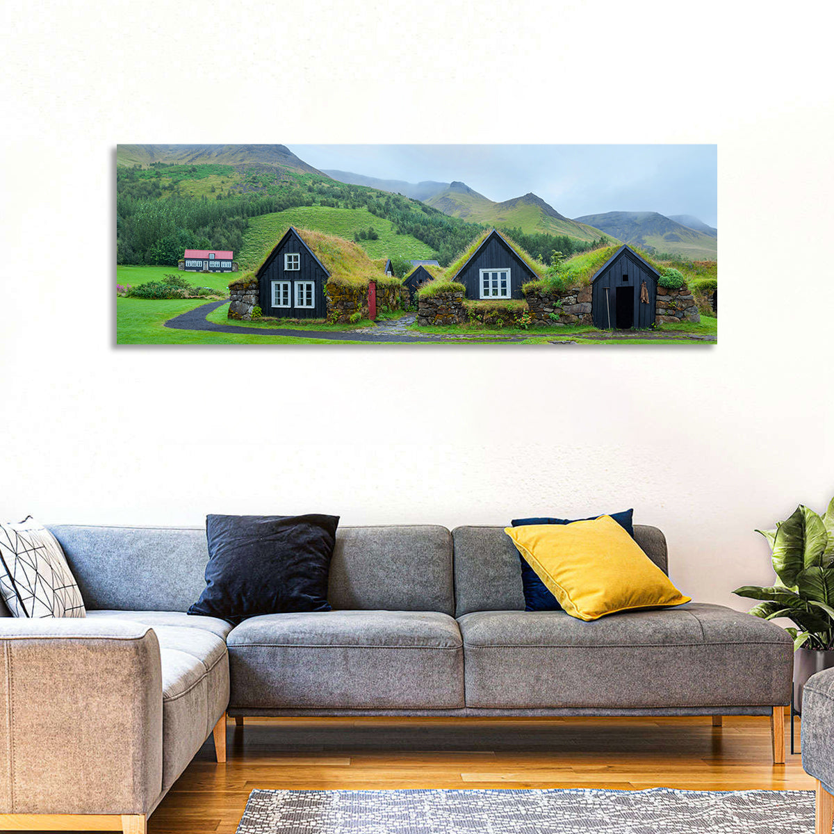 Skogar Folk Museum Wall Art in a room, panoramic