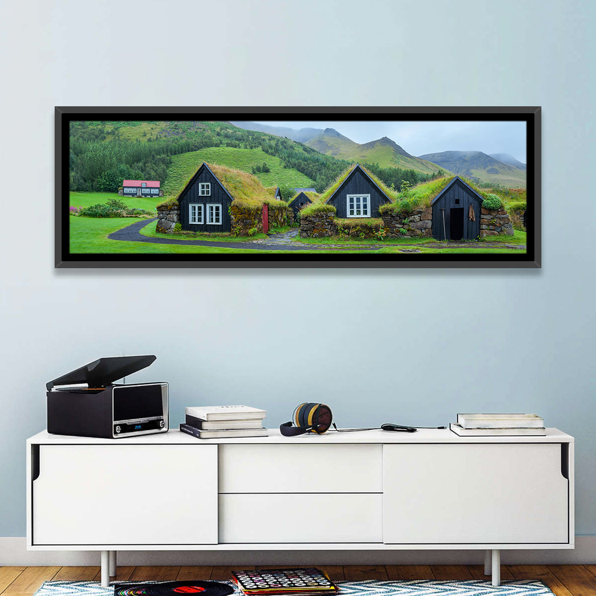 Skogar Folk Museum Wall Art in a room, panoramic