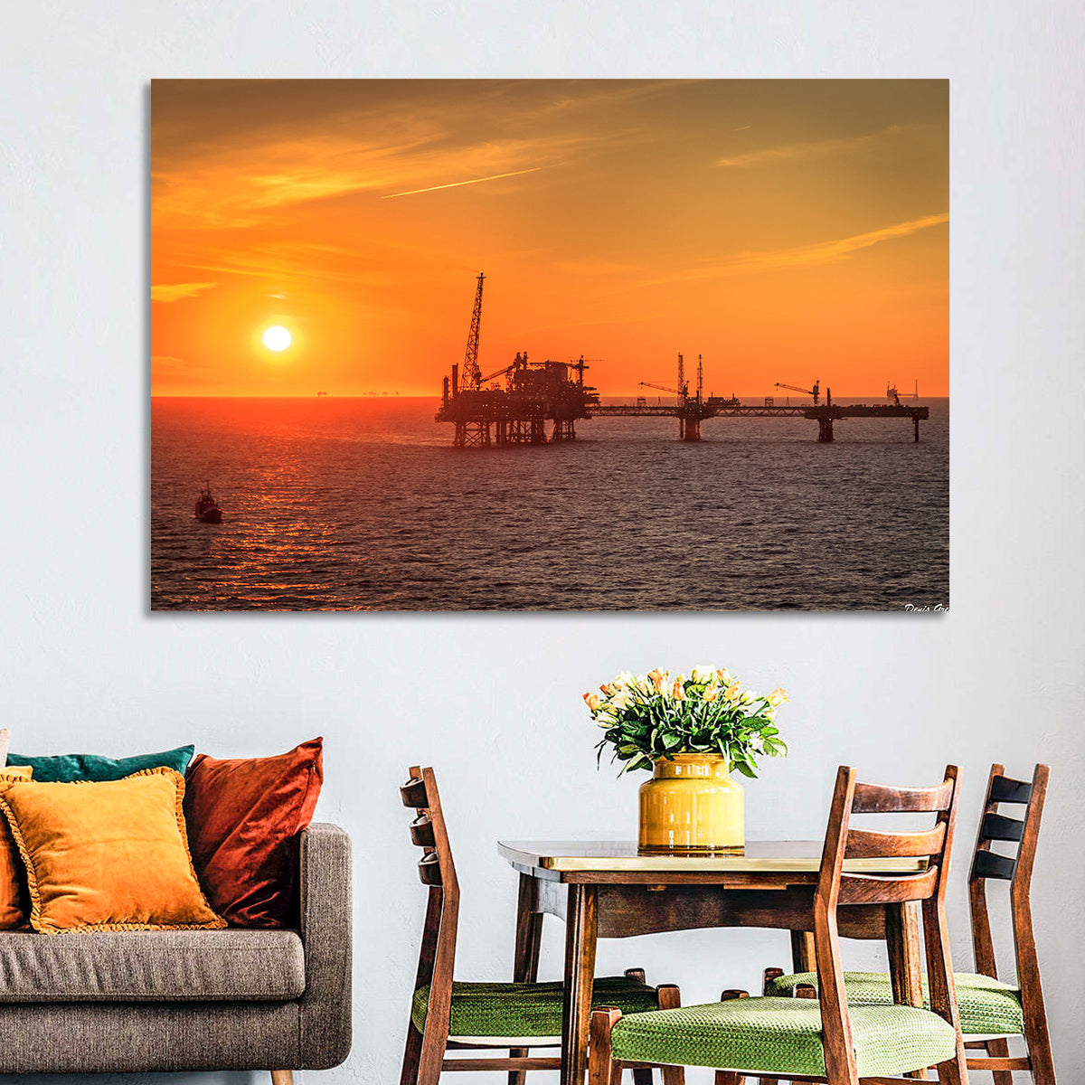 Denmark Oil Rig at Sunset Wall Art
