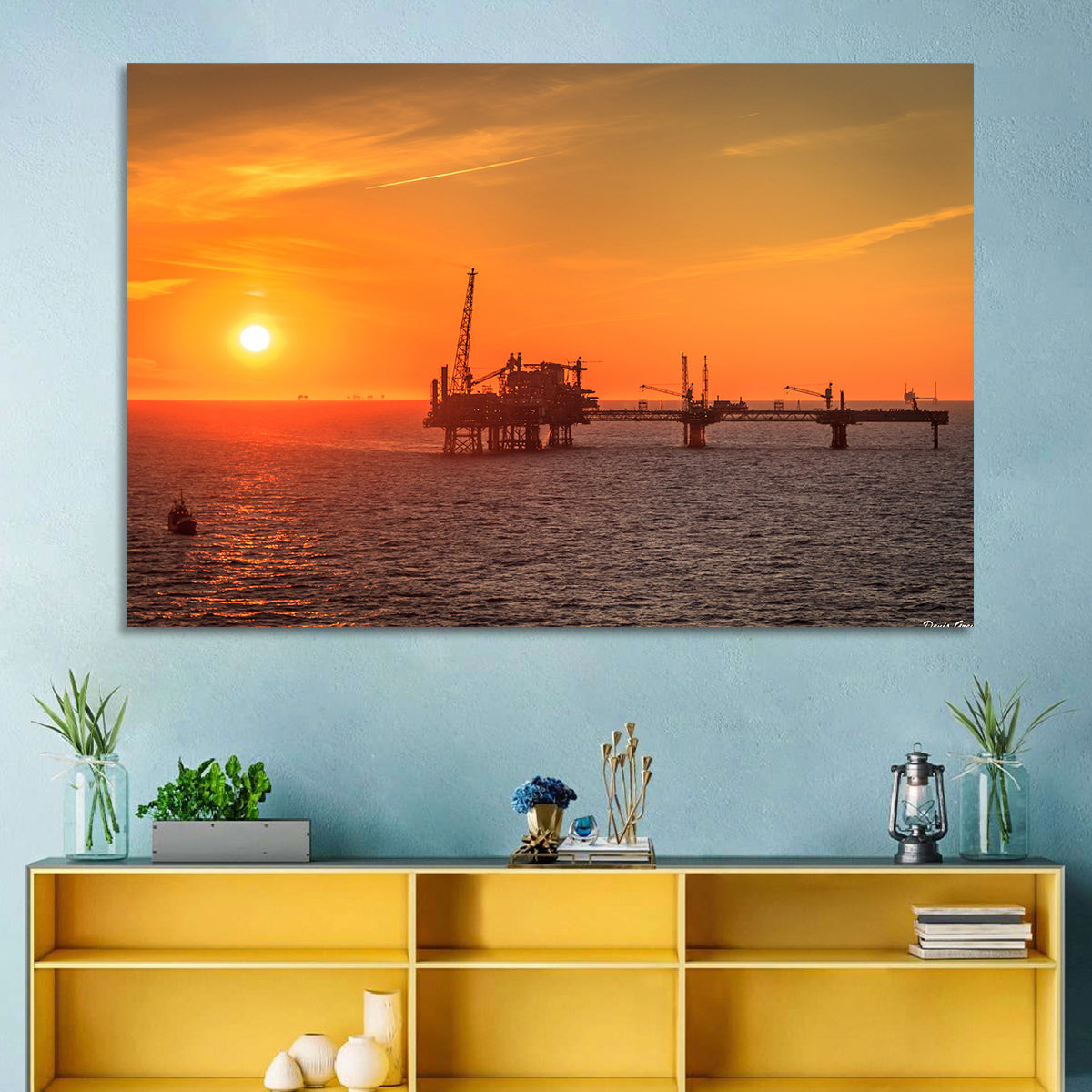 Denmark Oil Rig at Sunset Wall Art