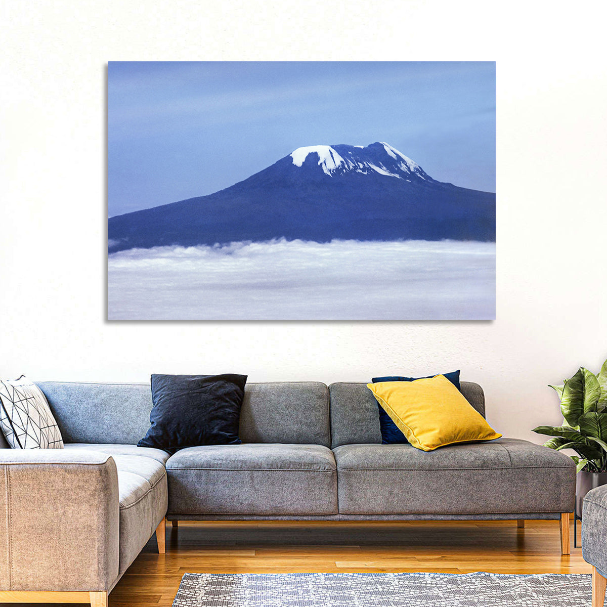 Snow-capped Kilimanjaro Wall Art in a room, landscape