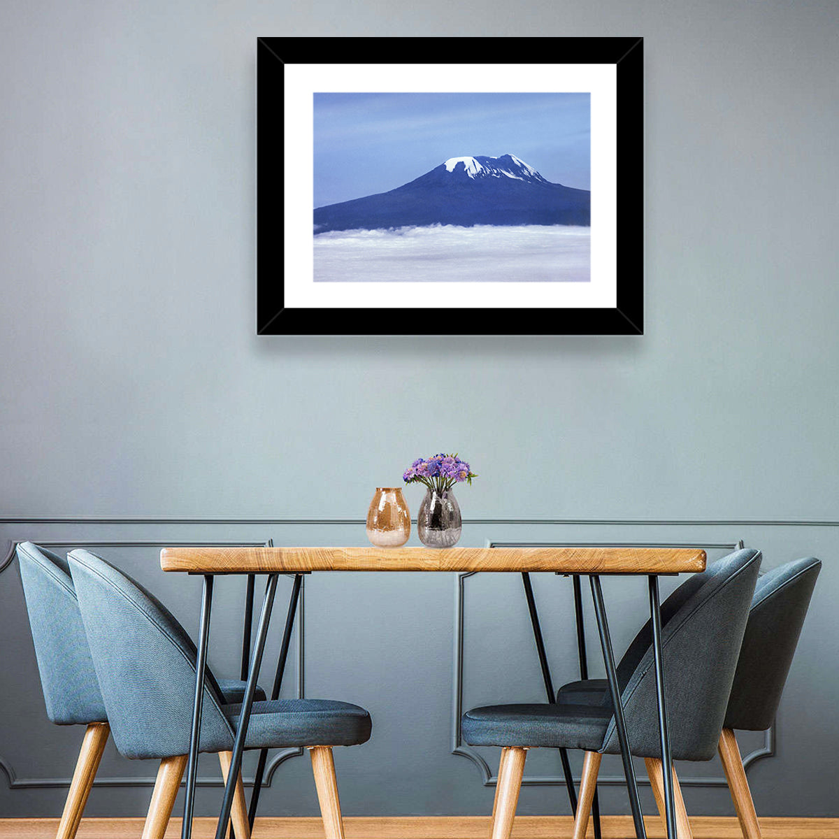 Snow-capped Kilimanjaro Wall Art in a room, landscape