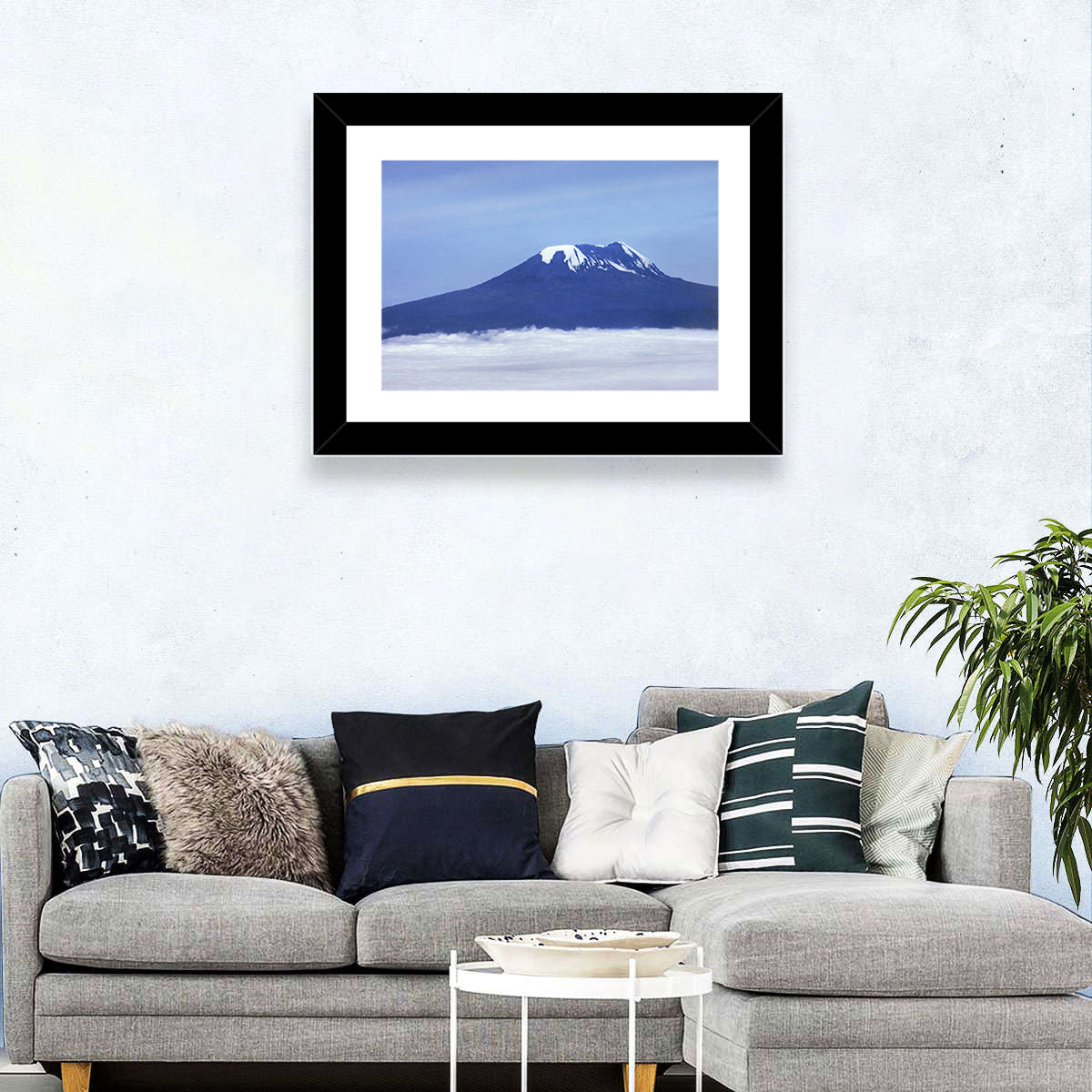 Snow-capped Kilimanjaro Wall Art in a room, landscape