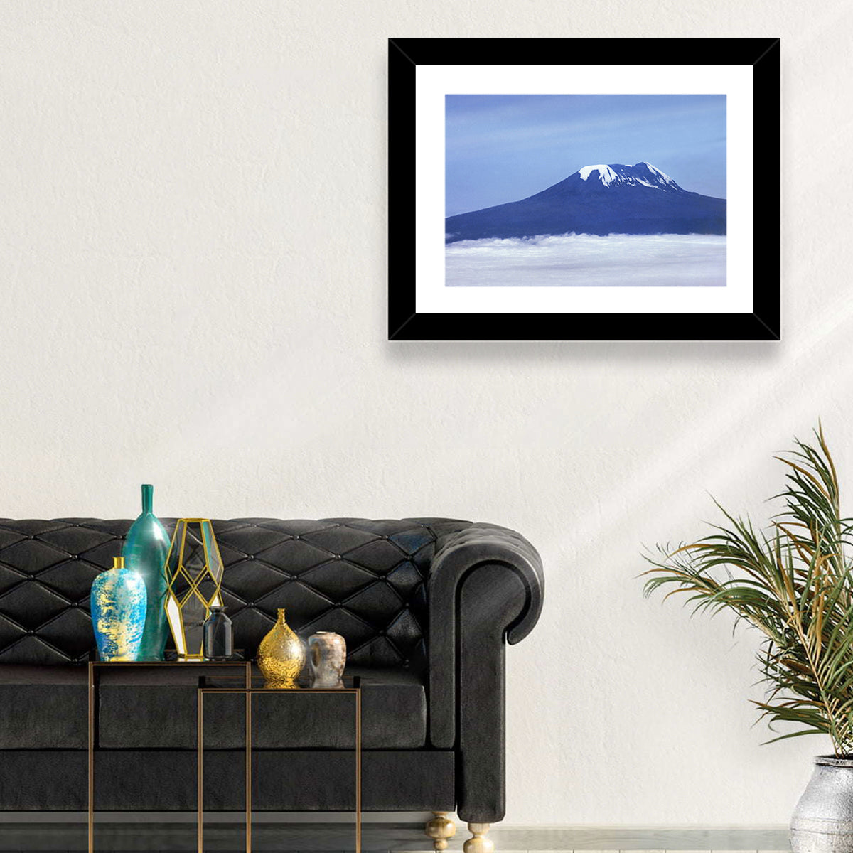 Snow-capped Kilimanjaro Wall Art in a room, landscape